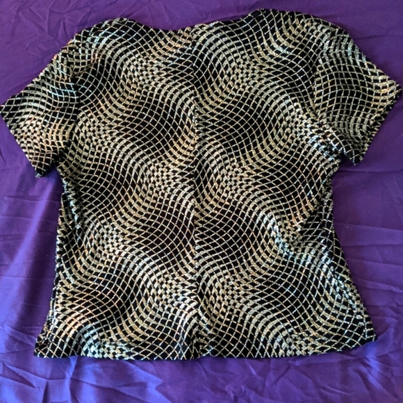 VTG '90s Glitter Party Crop Blouse M - Picture 5 of 12